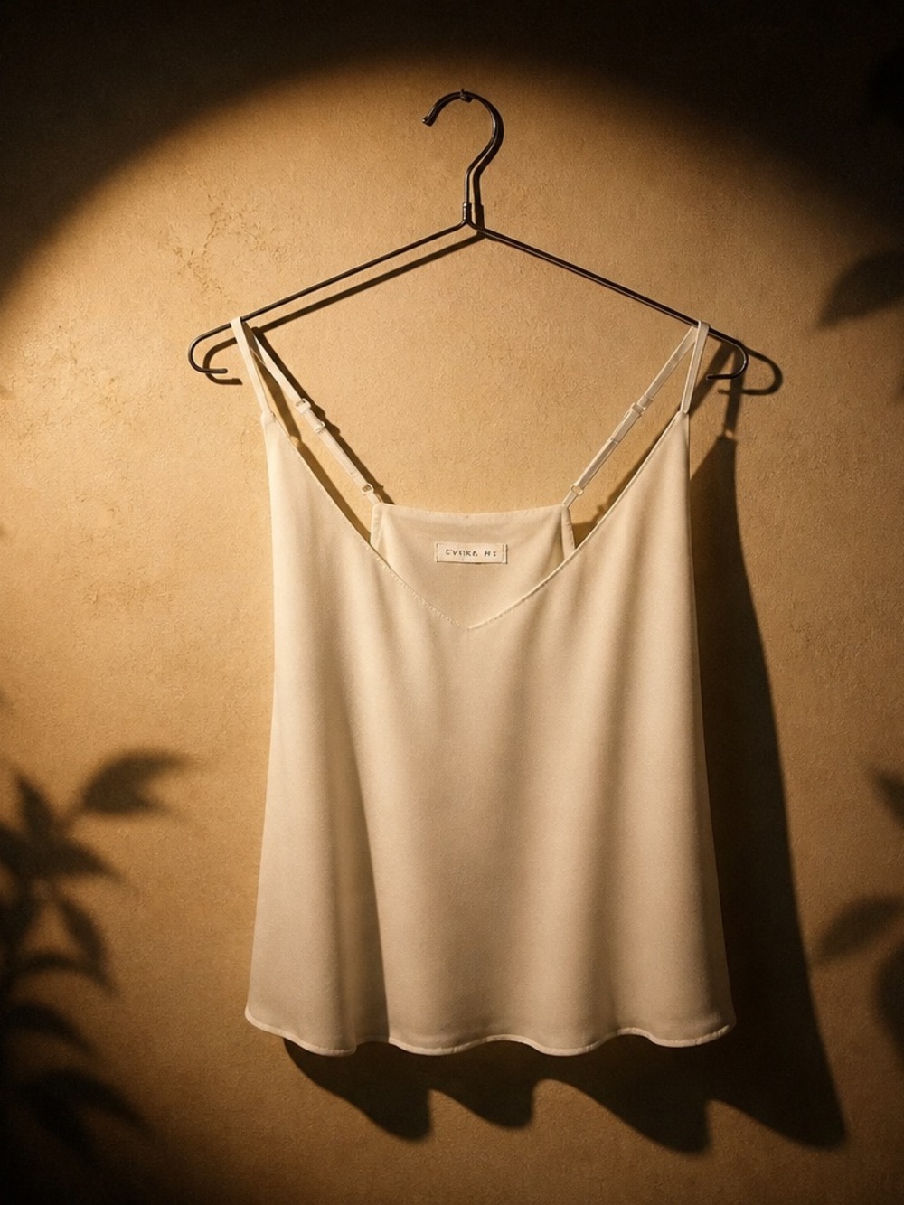 EVERA B Cream Satin V-Neck Cami